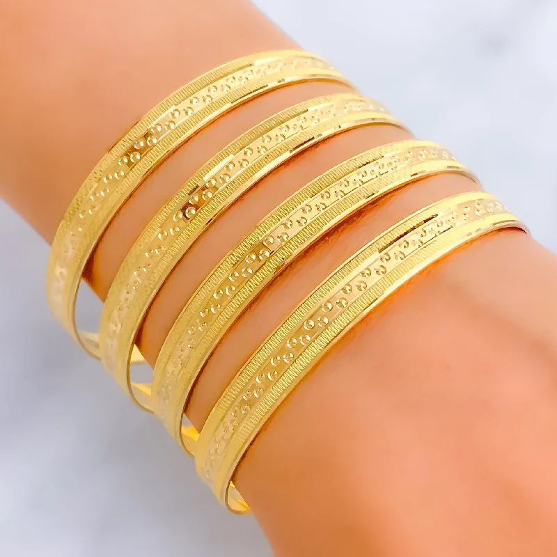 Ladies silver charm bangles-Elegant Sparkling 22k Gold Bangles