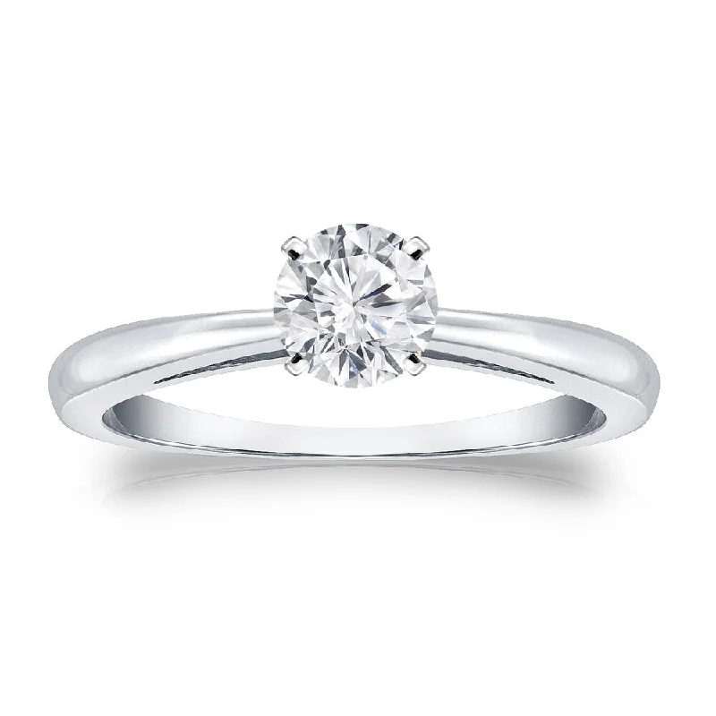 Ladies platinum engagement rings-Auriya Platinum 1/3ctw Round Solitaire Diamond Engagement Ring (H-I, VS1-VS2)