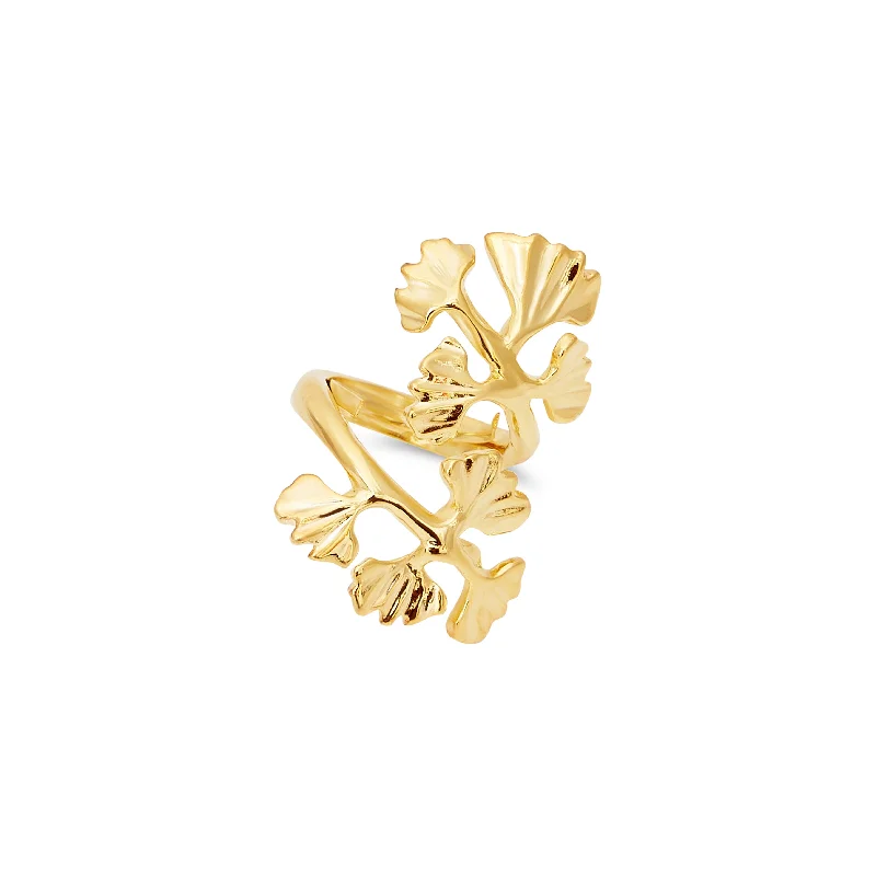 Ladies infinity rings-Gold Leaves & Vine Adjustable Ring