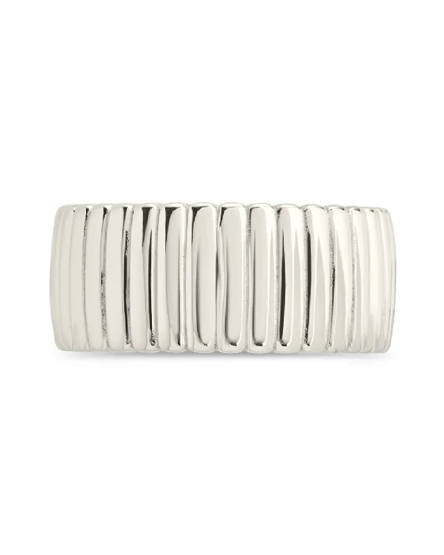 Ladies classic rings-Sterling Silver Robyn Ribbed Band Ring