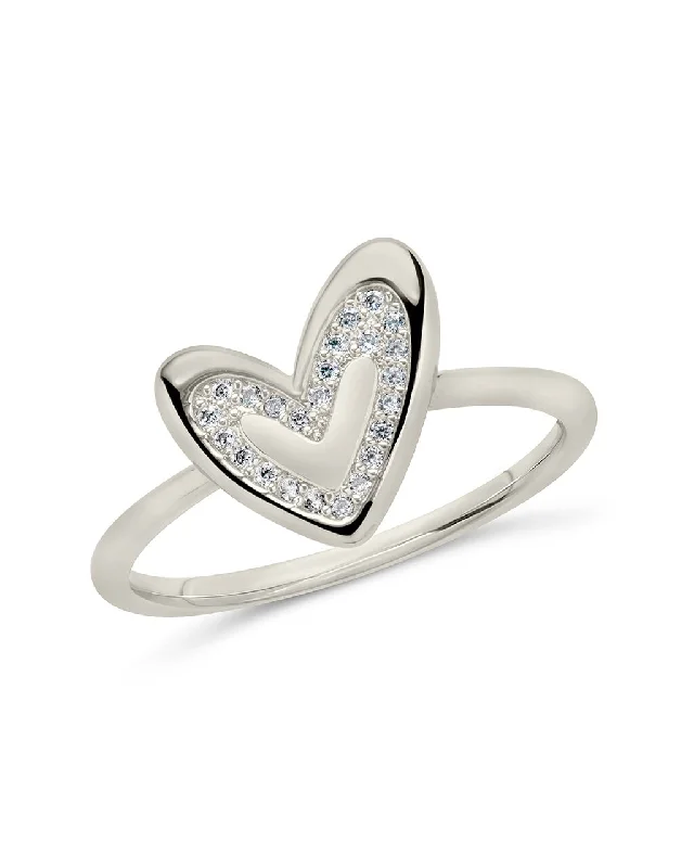 Ladies mixed metal rings-Sterling Silver Mabel CZ Heart Ring