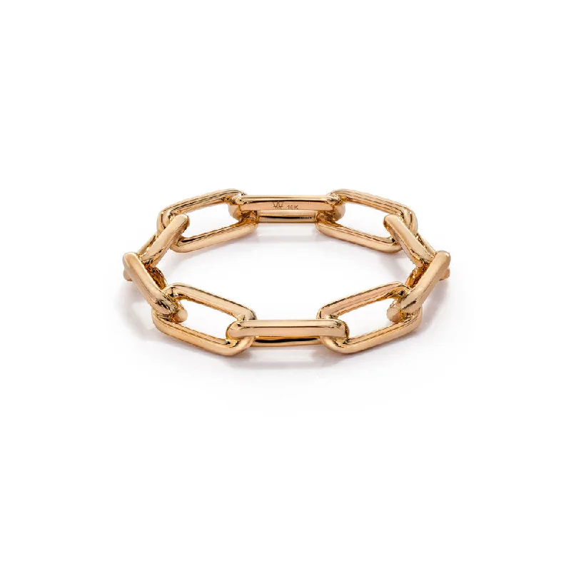 Ladies silver rings-SAXON 18K GOLD CHAIN LINK RING