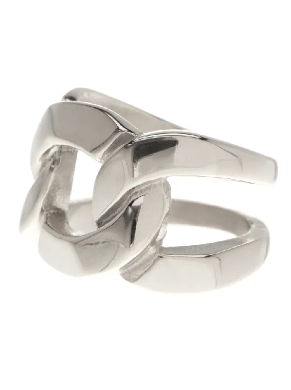 Ladies fashion rings-Silver Tone Linked Knot Ring