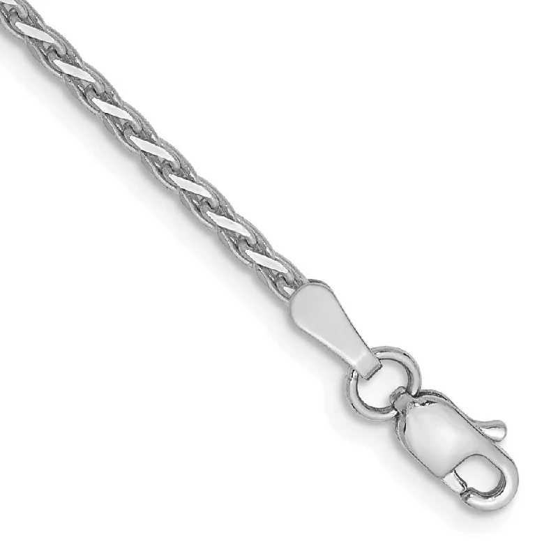 Ladies bracelet sets-14k White Gold 1.9mm Diamond-Cut Parisian Wheat Chain Bracelet, 7"