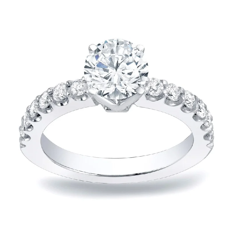 Ladies vintage-style engagement rings-Auriya Platinum 1ct TDW Round Diamond Solitaire Engagement Ring