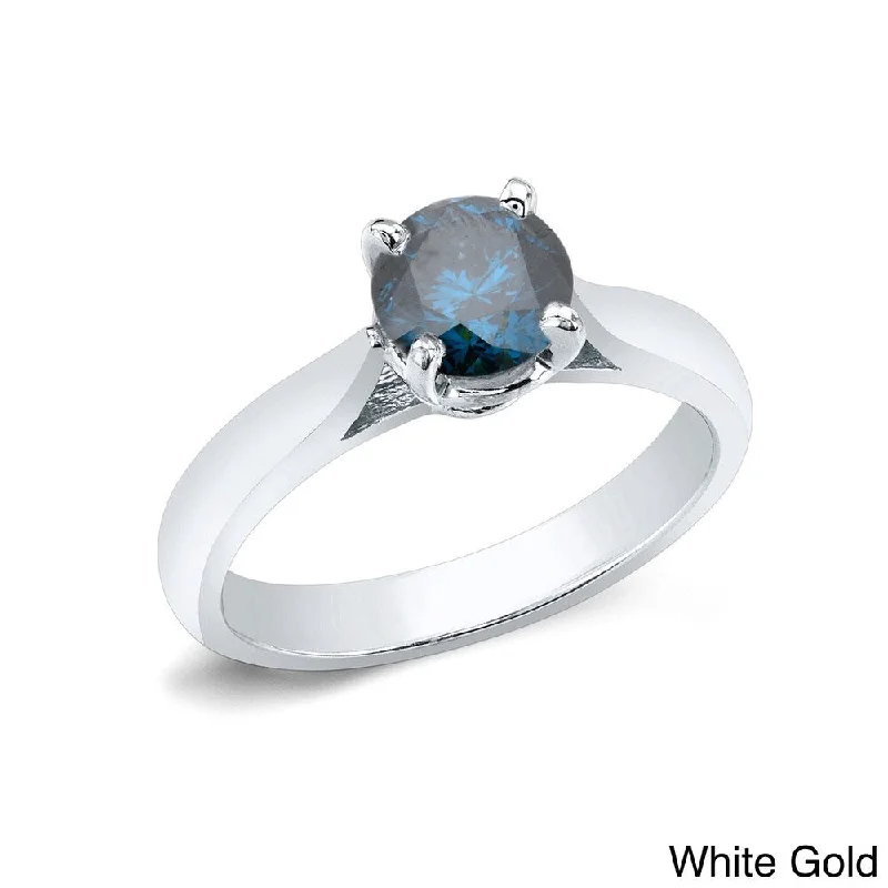 Ladies white gold engagement rings-Auriya 14k Gold 1ctw Solitaire Blue Diamond Engagement Ring (I1-I2)