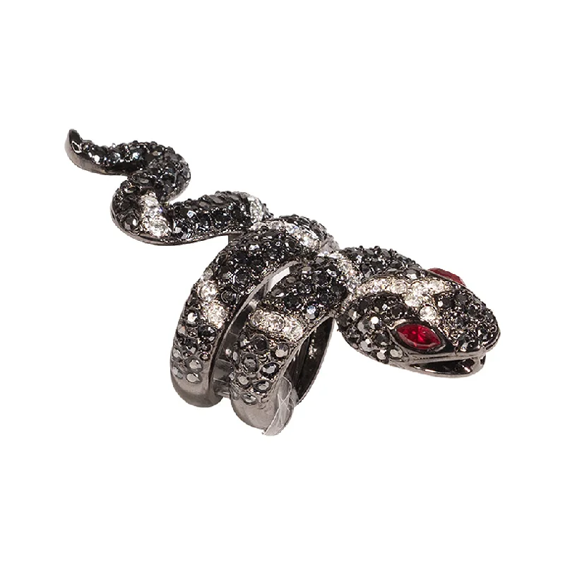 Ladies anniversary rings-Hematite And Crystal Snake Ring