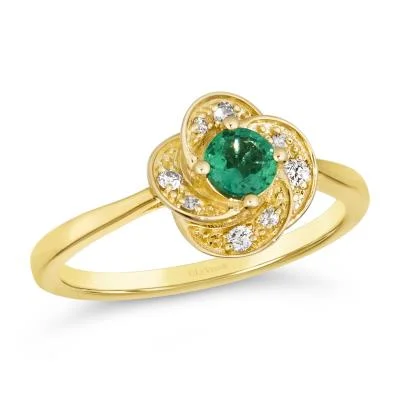 Ladies three-stone rings-Honey Gold Costa Smeralda Emeralds Le Vian Ring