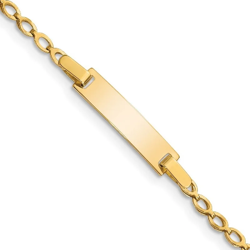 Ladies designer bracelets-Curata 14k Yellow Gold Engravable Lobster Claw Closure Polished Baby ID Bracelet