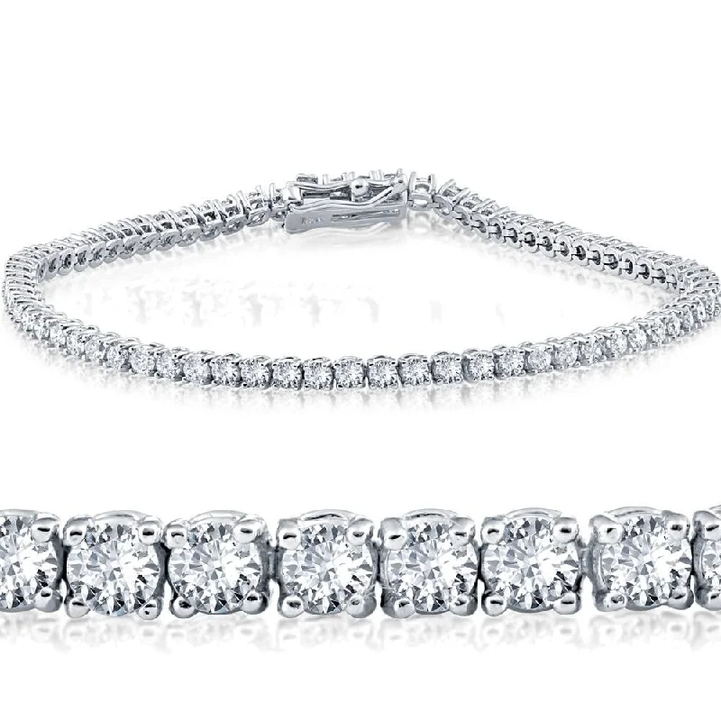 Ladies leather bracelets-3 Ct. Diamond White Gold Round Cut Tennis Bracelet 7" Lab Grown