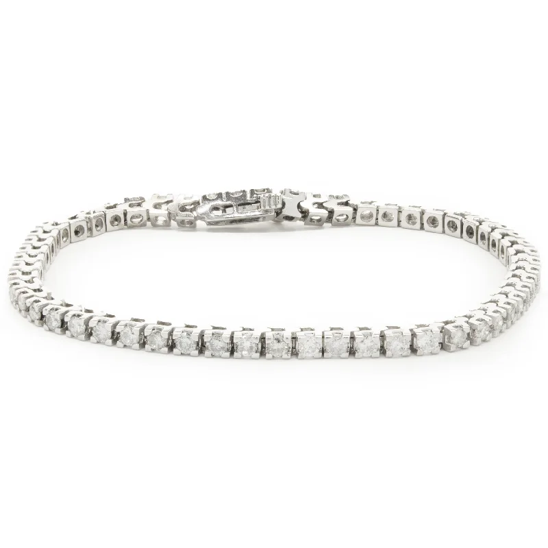 Ladies wedding bangles-14 Karat White Gold Diamond Tennis Bracelet