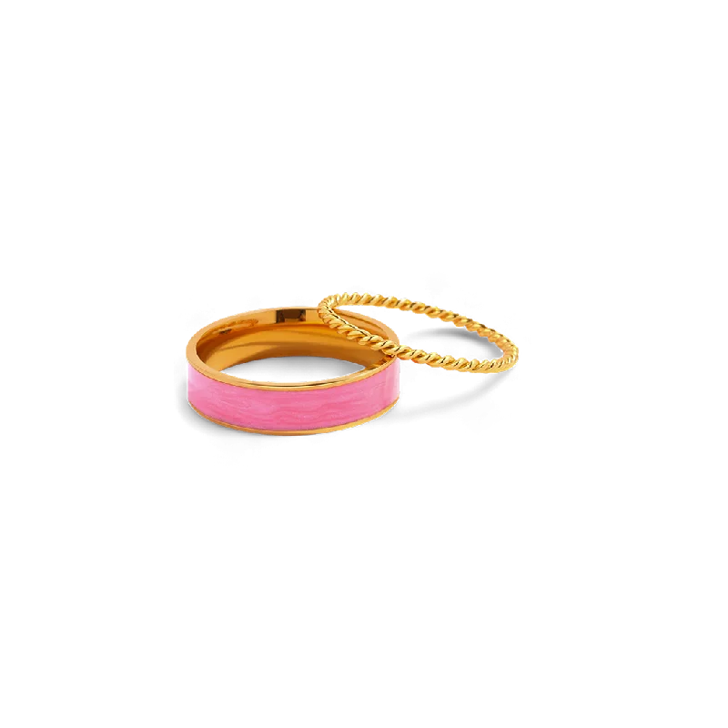 Ladies modern rings-Blush Ring Stack