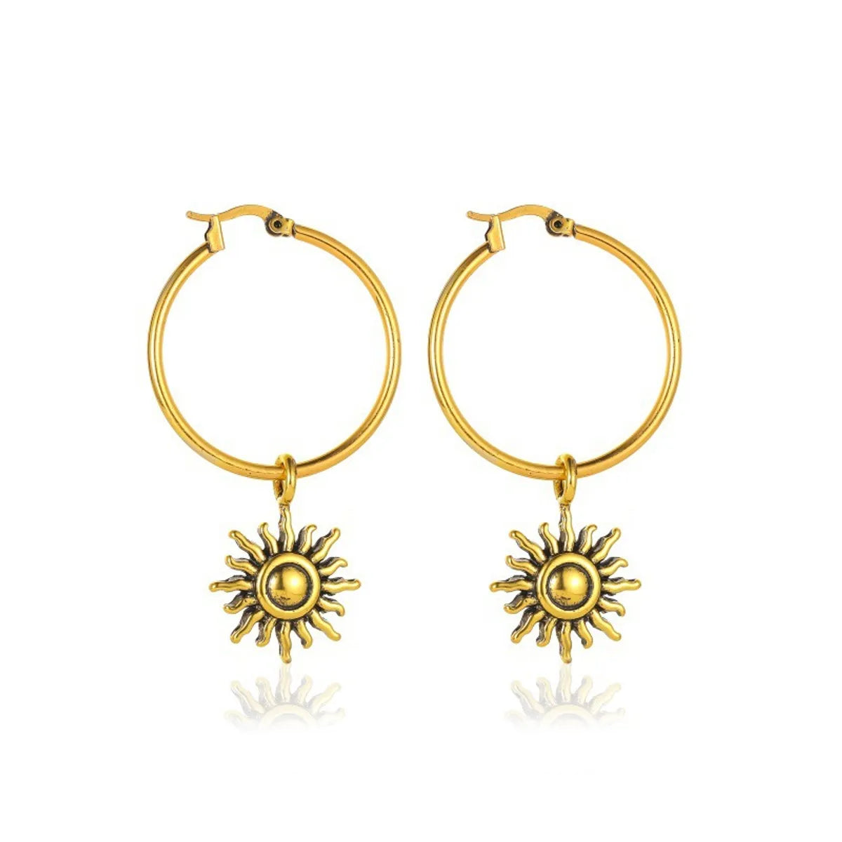 Ladies bridal set rings-Hot Sale Retro Sun Flower Personality  Simple Short Sun Earring Wholesale