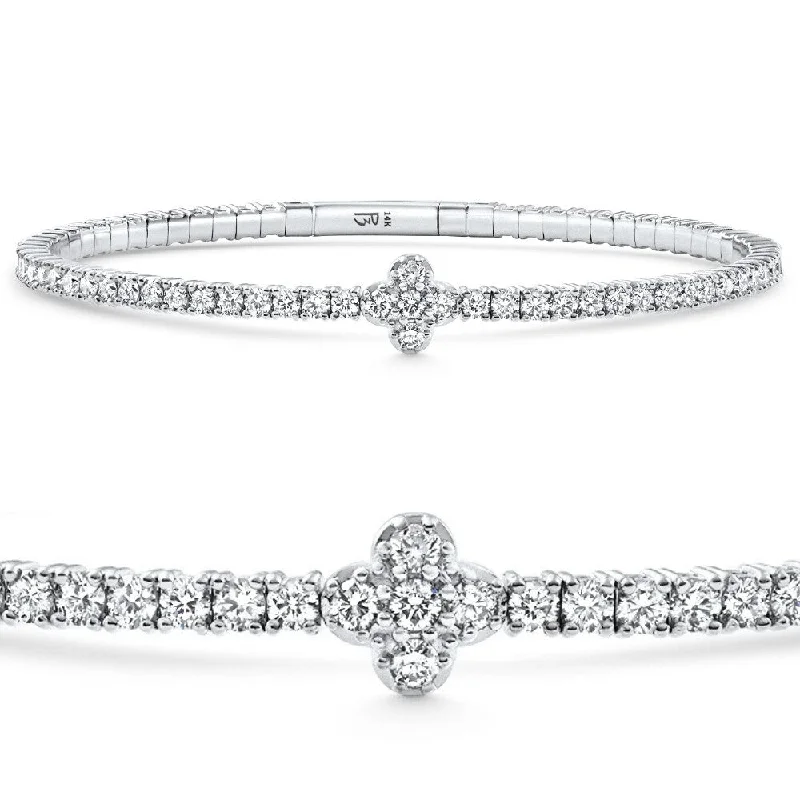 Ladies luxury bracelets-3.70Ct Diamond Flexible Tennis Bangle Bracelet White Gold Lab Grown