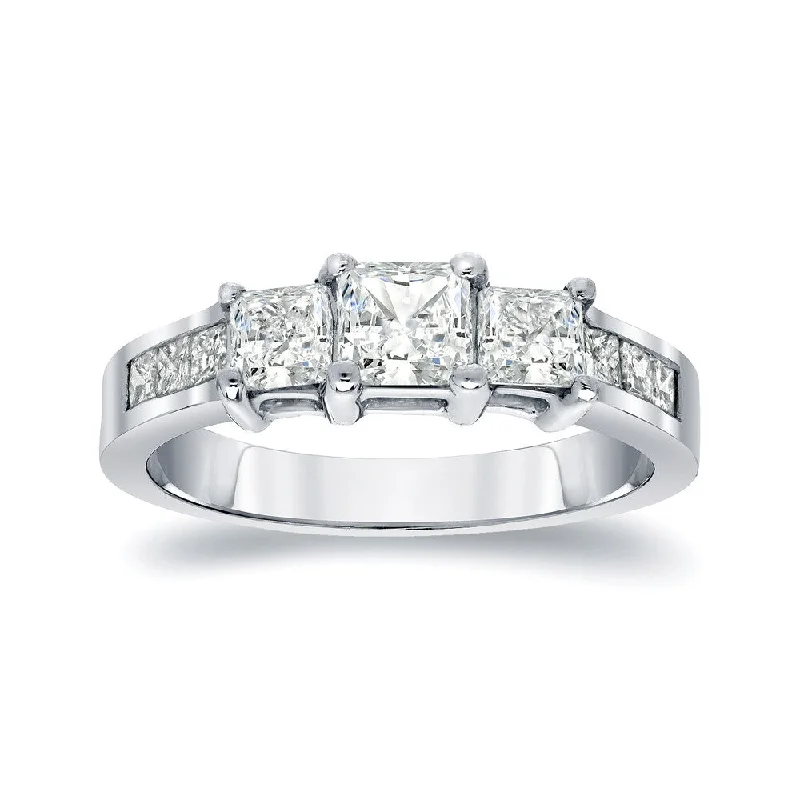 Ladies elegant vintage engagement rings-Auriya Platinum 1/2ctw Princess-cut 3-Stone Diamond Engagement Ring (I-J, I1-I2)