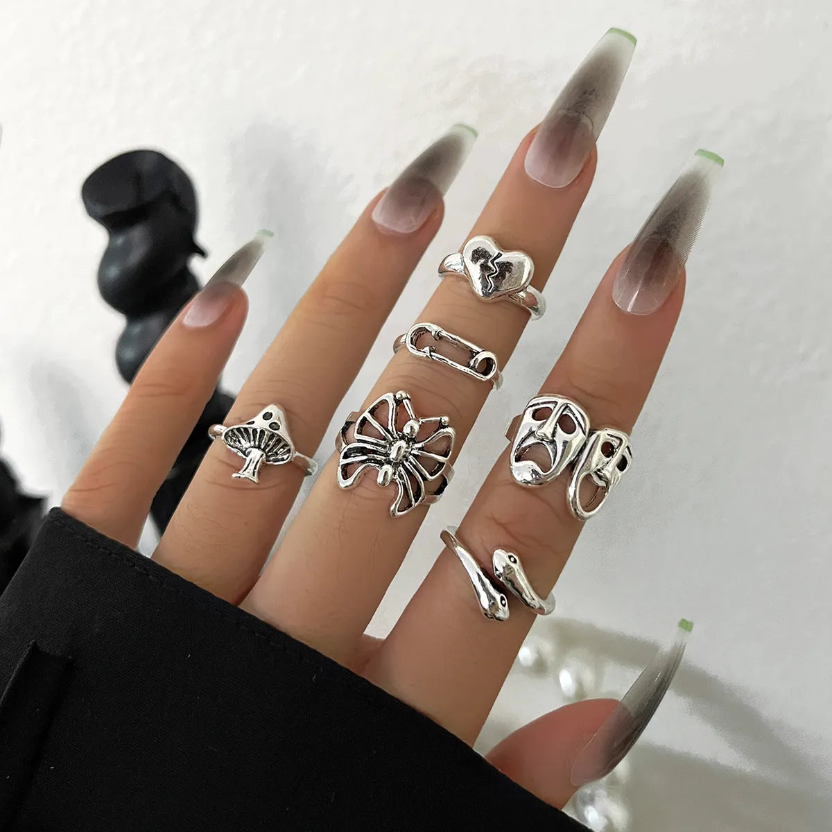 Ladies solitaire engagement rings-Fashion Geometric Alloy Plating Women's Rings 6 Pieces