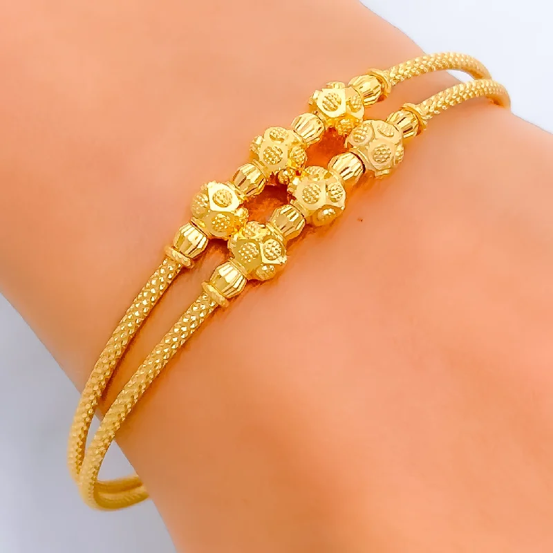 Ladies stackable bracelets-Sleek Lightweight 22k Gold Bangle Bracelet