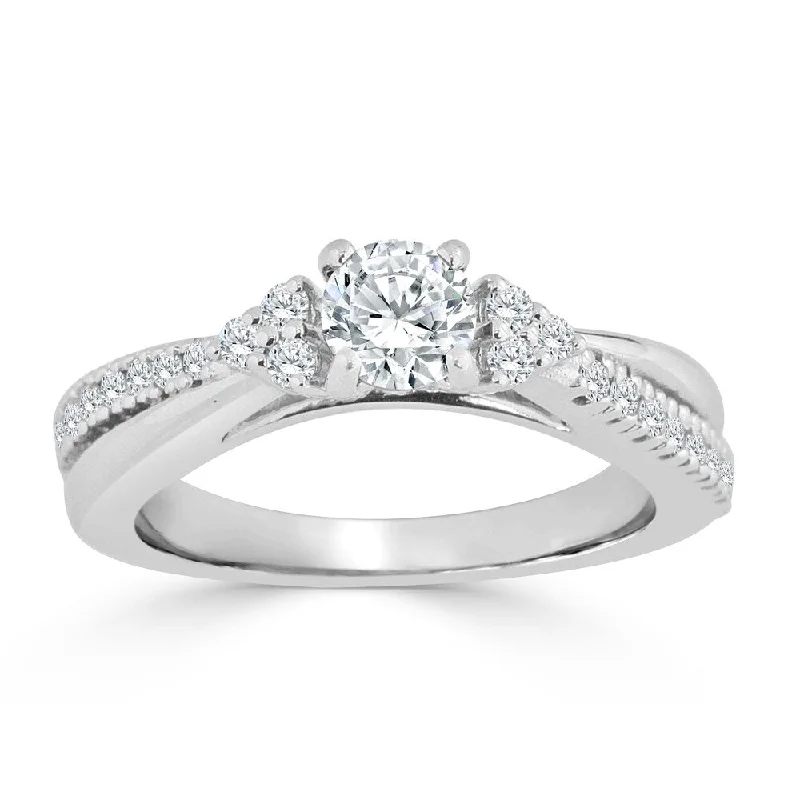 Ladies platinum diamond engagement rings-Auriya Round 3/4ctw Diamond Engagement Ring 14k Gold