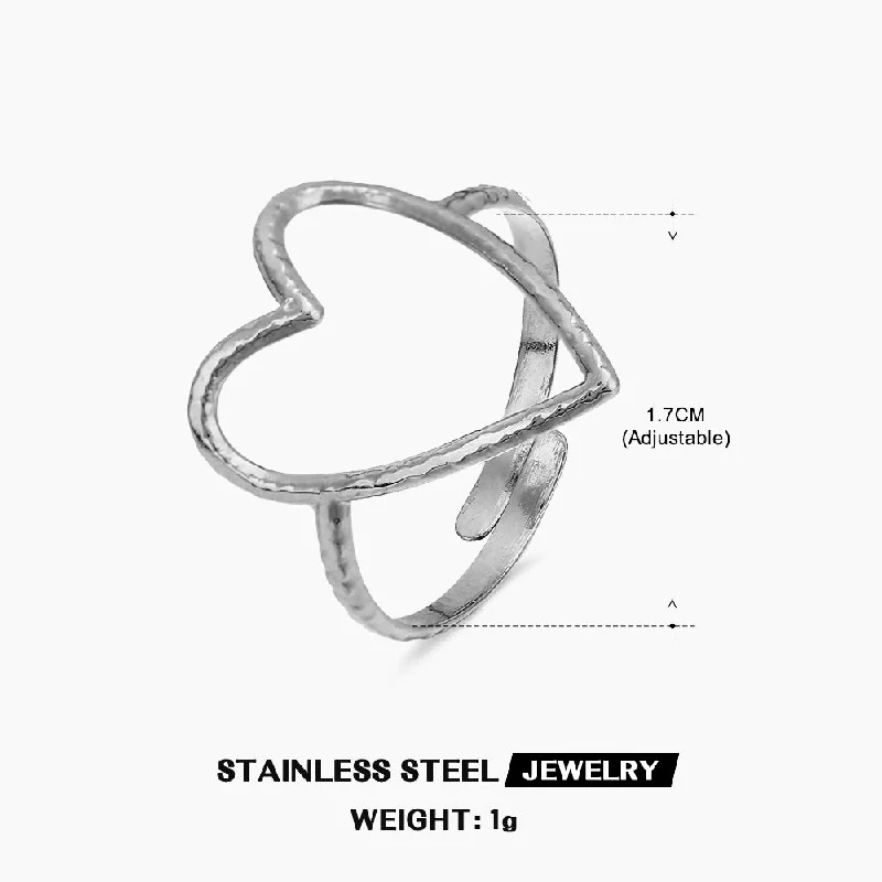 Steel Color Love Heart-Shaped Ring-ZN039S