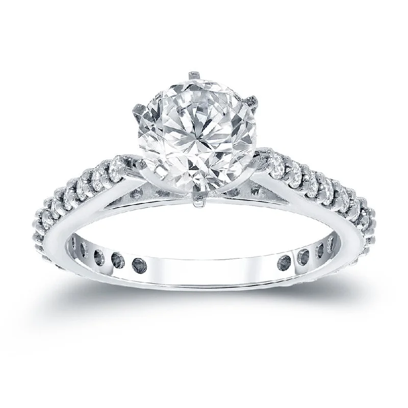 Ladies bespoke engagement rings-Auriya 14k White Gold 1ct TDW Round Diamond Solitaire Engagement Ring