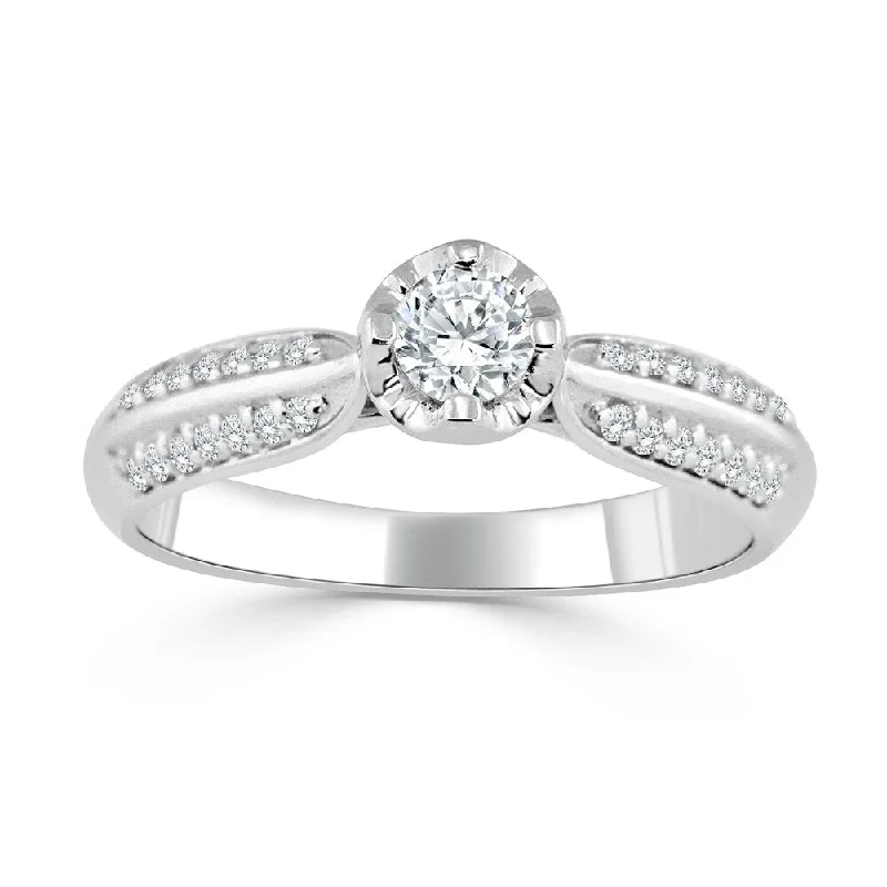 Ladies heart-shaped diamond engagement rings-Auriya Petite 1/3ctw Round Diamond Engagement Ring 14k Gold