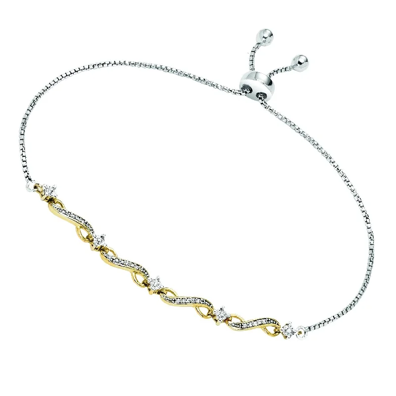 Ladies friendship bracelets-Diamond Infinity Bolo Bracelet in Sterling Silver