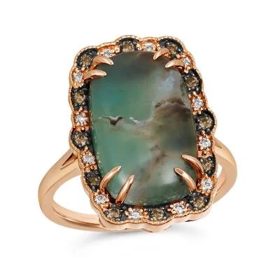 Ladies vintage rings-Strawberry Gold Peacock Aquaprase Le Vian Ring