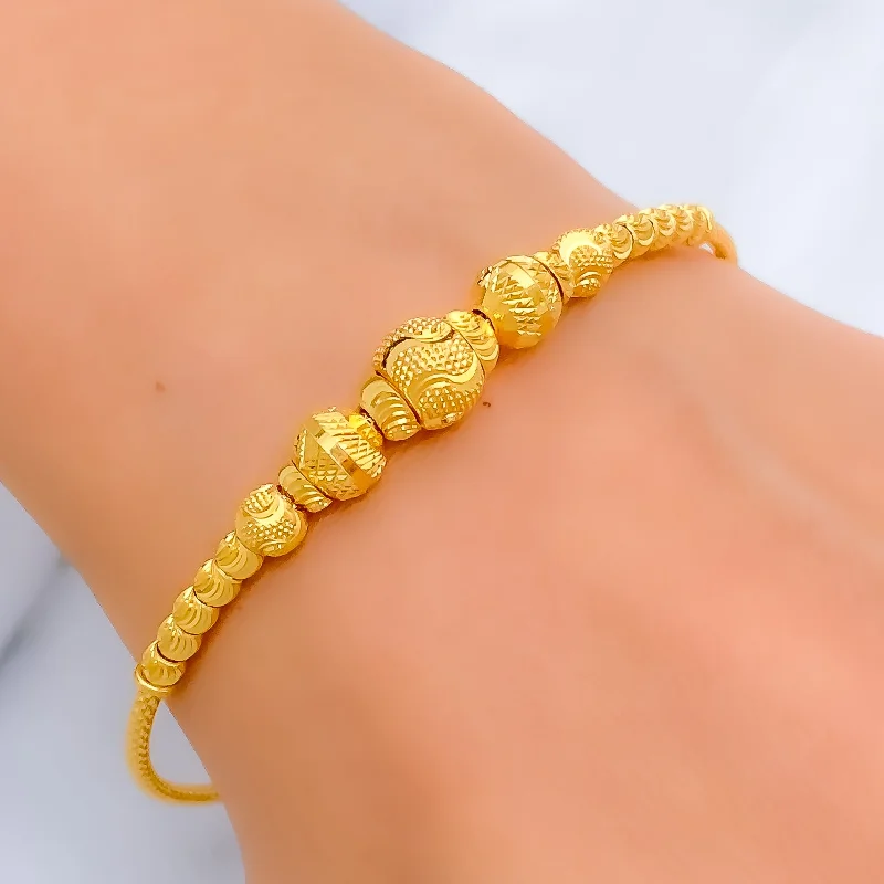 Ladies romantic charm bracelets-Impressive Artistic 22k Gold Bangle Bracelet