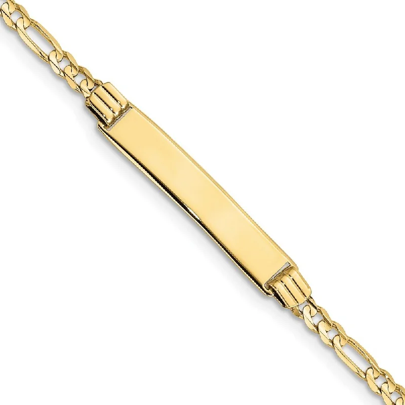 Ladies infinity bracelets-10k Yellow Gold Figaro Link ID Bracelet, 6" (W-5.5mm)