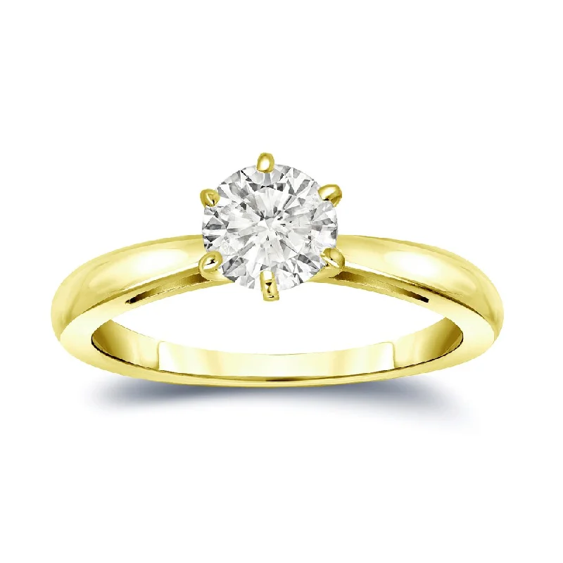 Ladies affordable diamond engagement rings-Auriya 14k Gold 3/4 carat TW 6-Prong Round Solitaire Diamond Engagement Ring I-J, SI2-SI3