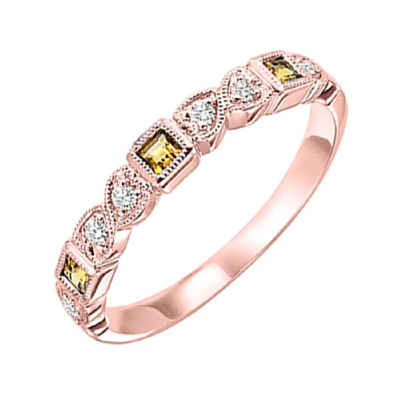 10KT Stackable Square Gemstone Ring- Citrine (November)