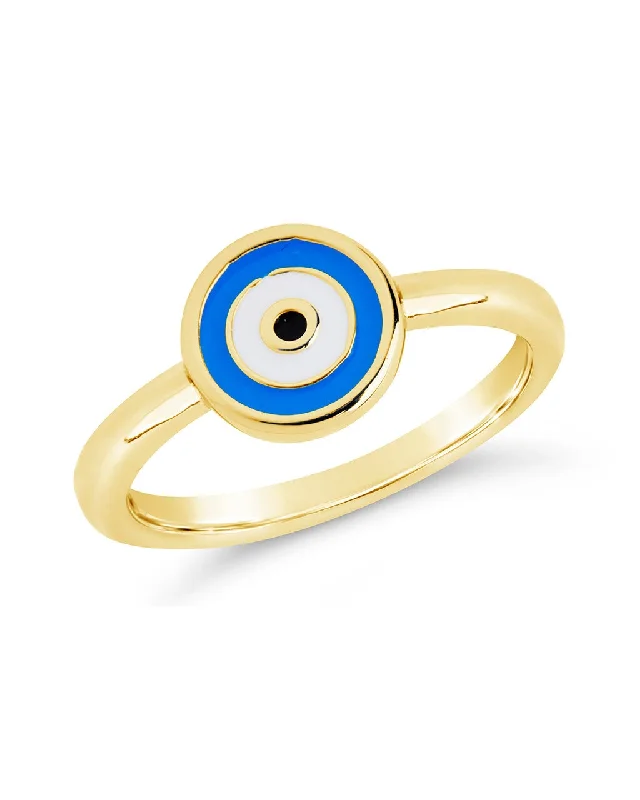 Ladies emerald solitaire rings-Sibyl Enamel Evil Eye Ring