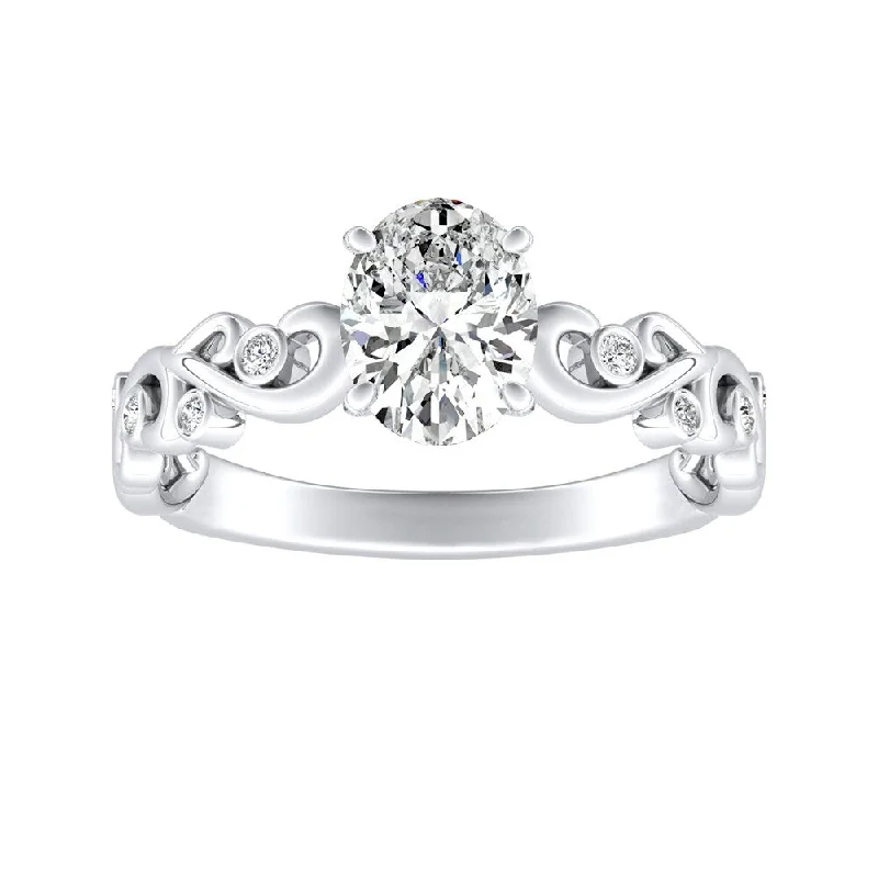 Ladies stackable engagement rings-Auriya 1ctw Vintage Oval-cut Solitaire Diamond Engagement Ring Platinum (H-I, SI1-SI2)