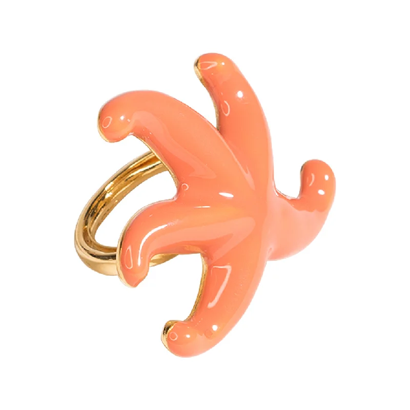 Ladies bridal rings-Coral Starfish Ring