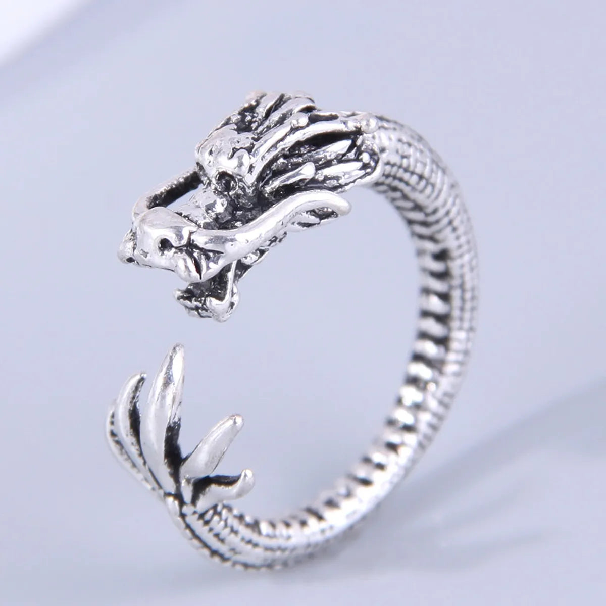 Ladies rose gold rings-1 Piece Punk Dragon Alloy Women's Open Ring