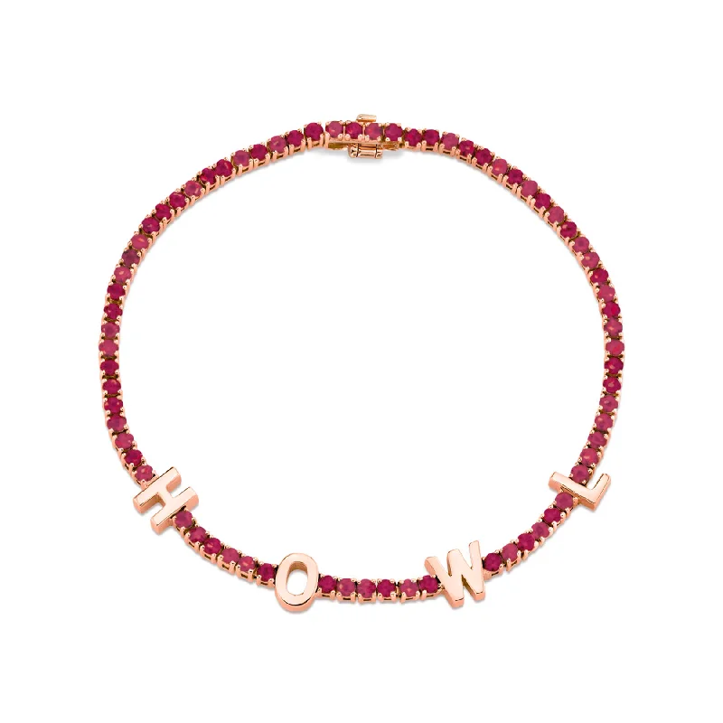 Ladies delicate bangle bracelets-The Perfect Personalized Tennis Bracelet - Ruby / 14k Rose Gold