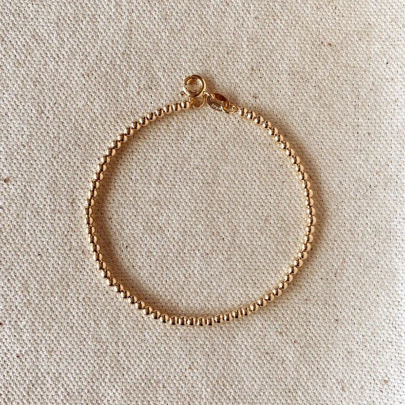 Ladies matching bracelets-18k Gold Filled 2.5 mm Beaded Bracelet