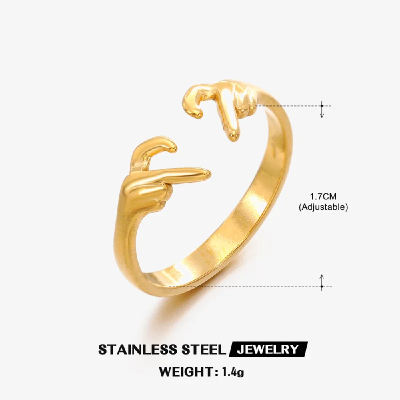 Golden Love Heart-Shaped Ring-ZN033G