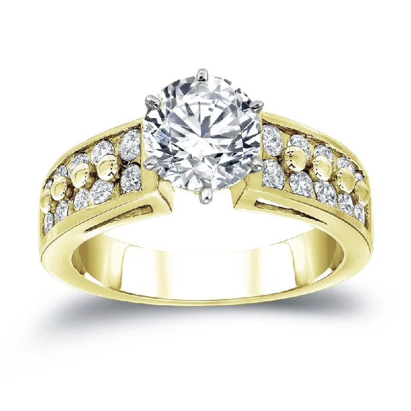 Ladies engagement rings with diamonds and sapphires-Auriya Contemporary Modern 1ctw Round Diamond Engagement 14k Gold