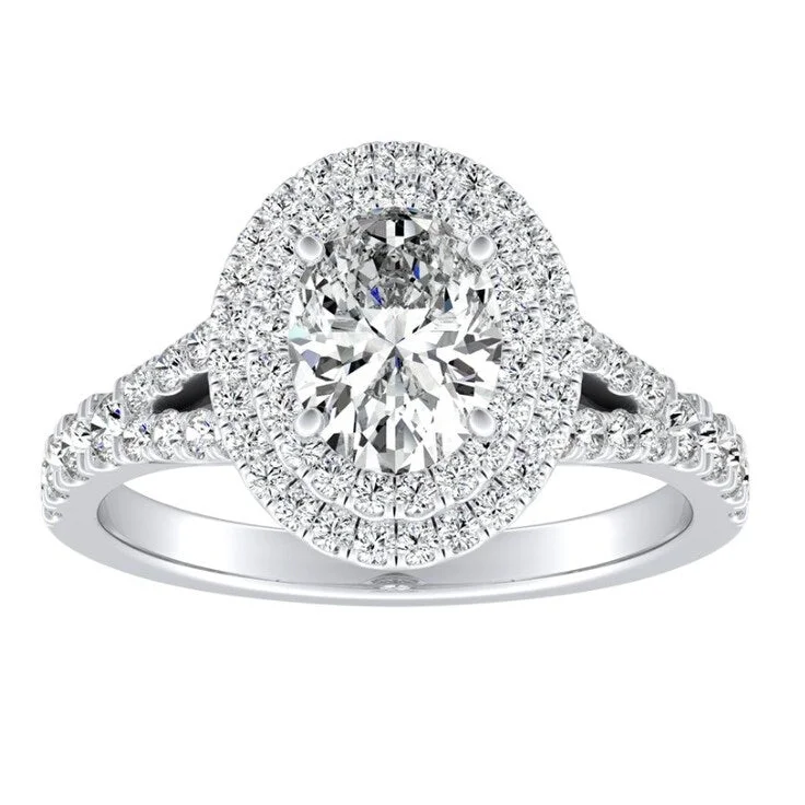 Ladies yellow diamond engagement rings-Auriya Platinum 1 1/2ctw Oval Shape Halo Diamond Engagement Ring