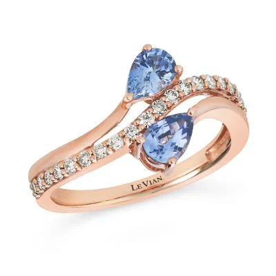 Ladies platinum rings-Strawberry Gold Blueberry Sapphire Le Vian Ring