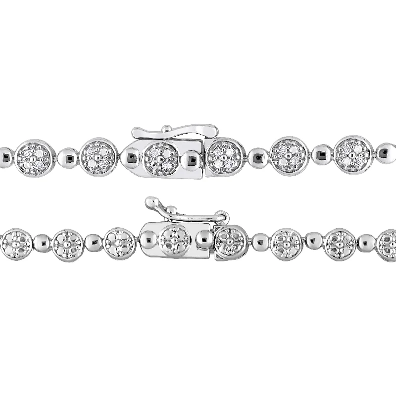 Ladies bangles-Miadora 1ct TDW Diamond Tennis Bracelet Necklace Set Sterling Silver