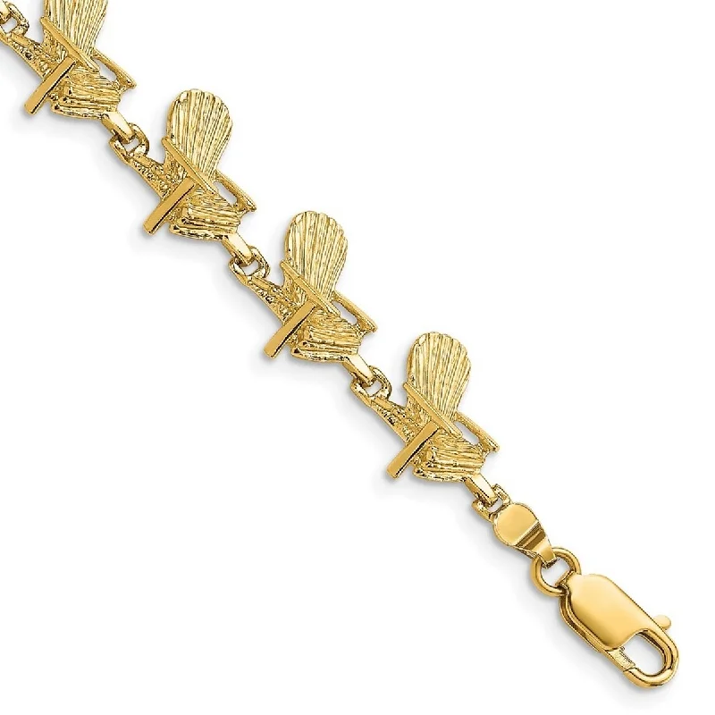 Ladies gold diamond bracelets-Curata 14k Gold Beach Chair Bracelet 2 d (adirondack Style) 7 Inch