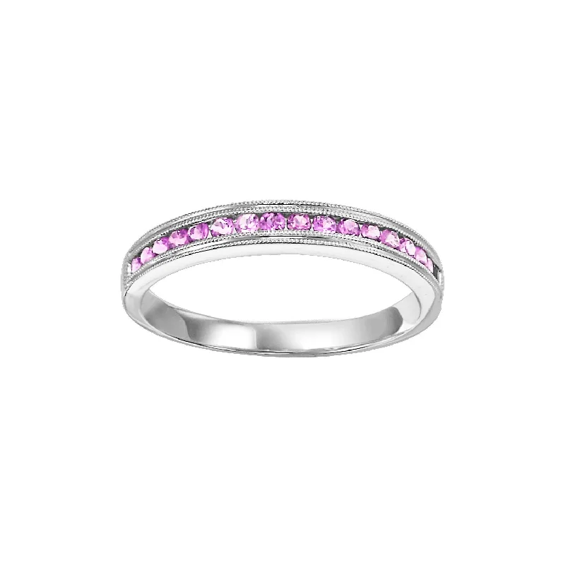 Ladies custom design rings-Pink Sapphire Stackable Ring