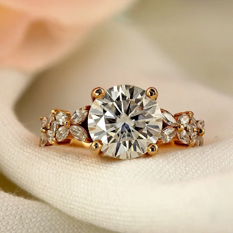 Ladies engagement rings with vintage design-Auriya 14k Gold 1 carat TW Vintage Floral Diamond Engagement Ring