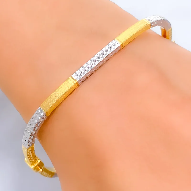 Ladies ruby bracelets-Unique Square 22k Gold Bangle Bracelet