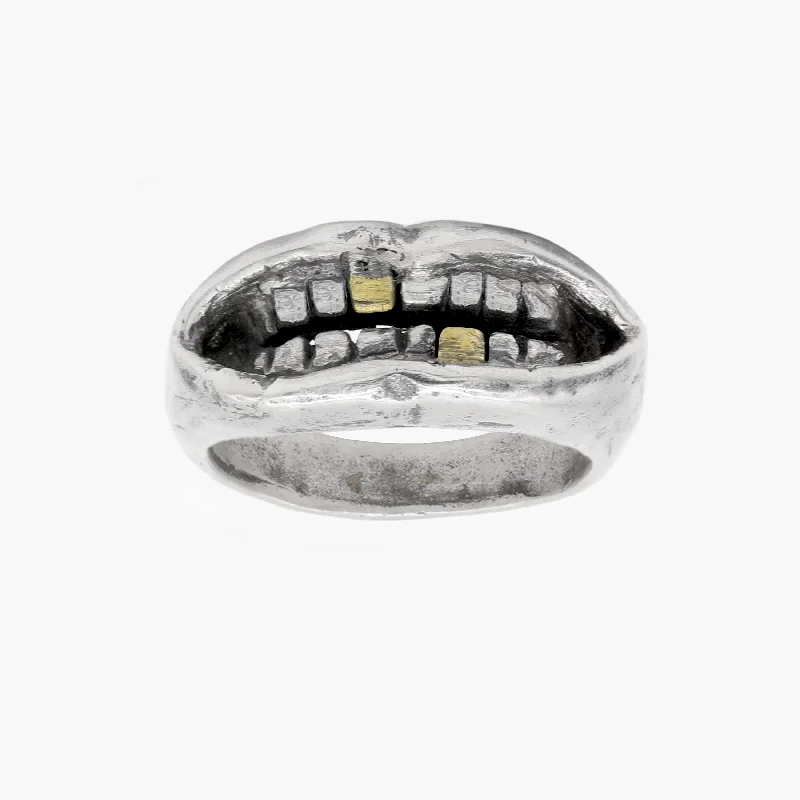 Ladies black diamond rings-Golden Grillz Sterling Silver Ring