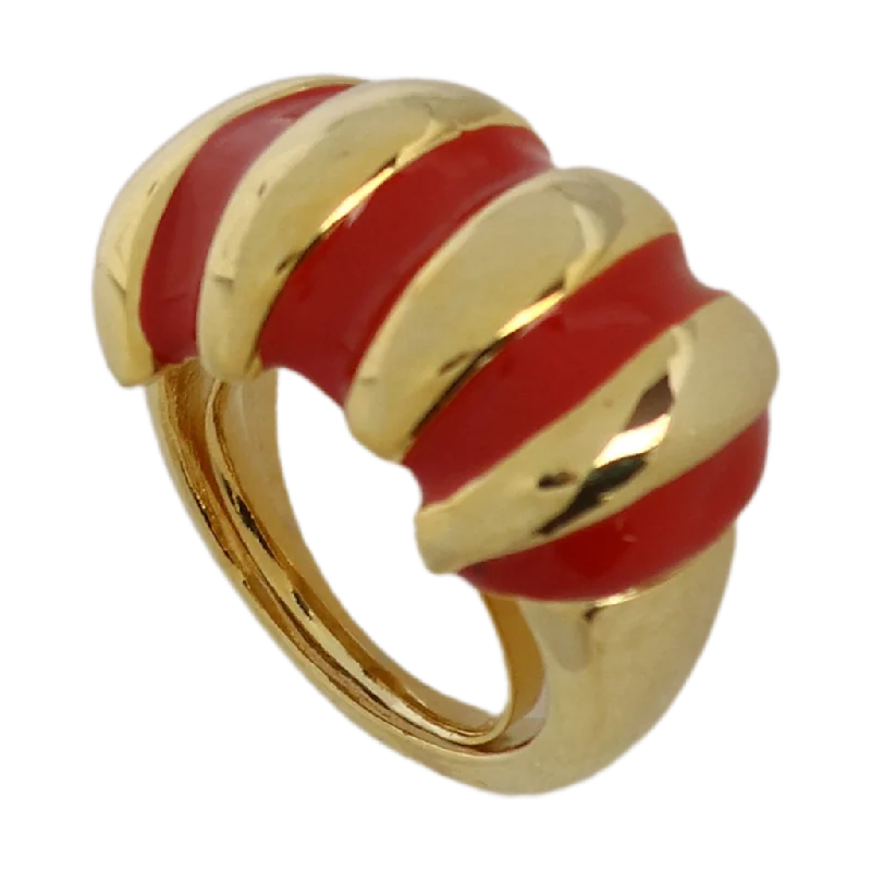 Ladies gold wedding bands-Red Enamel Shrimp Adjustable Ring