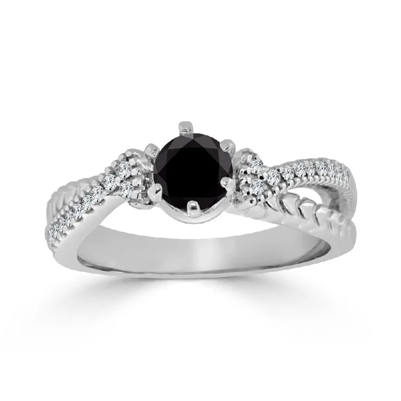 Ladies unique engagement rings-Auriya 14k Gold 1/2ctw Modern Black Diamond Engagement Ring (H-I, I1-I2)