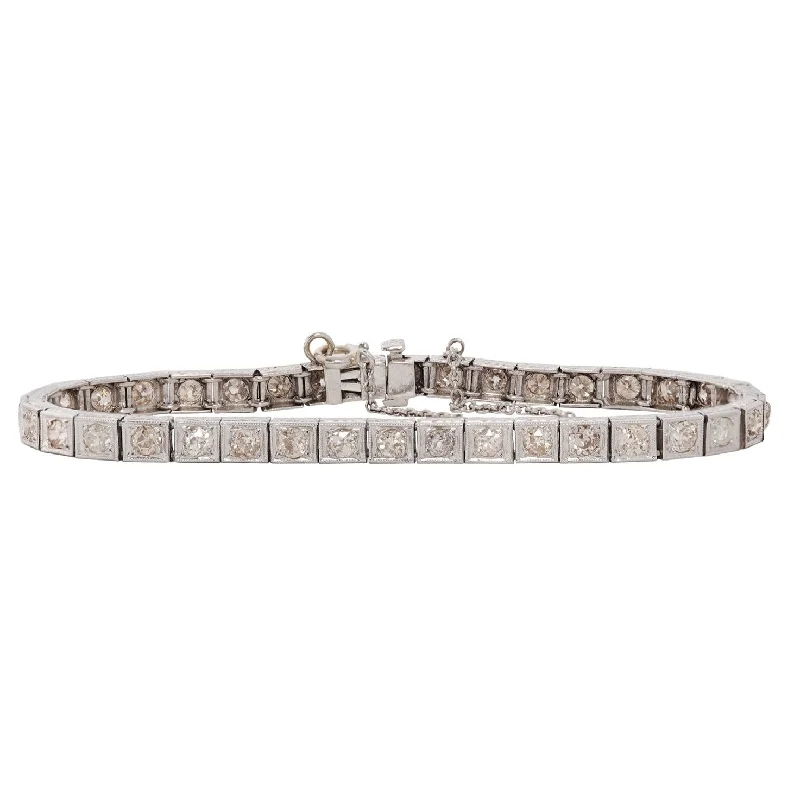 Ladies bangle sets-Deco Diamond Tennis Bracelet